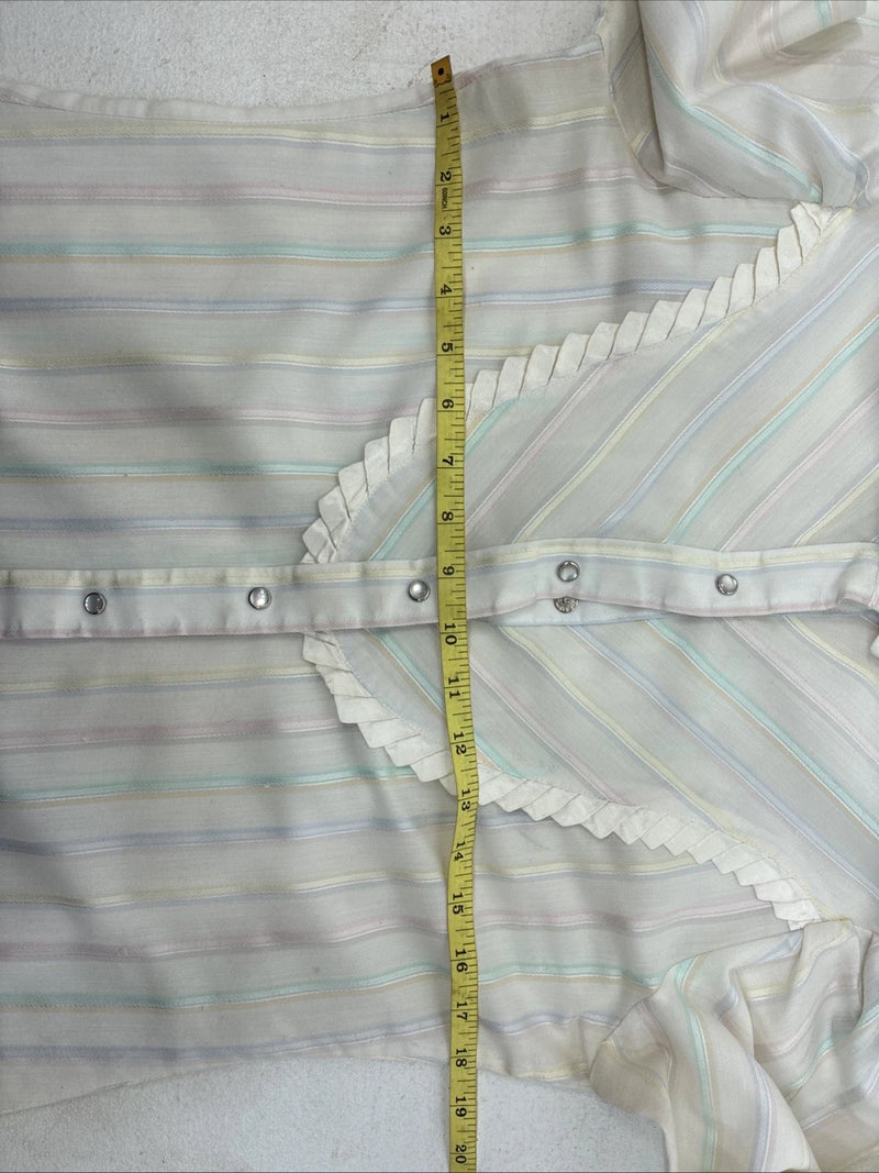 New Women Camlo Rose Multicolor Stripe Long Sleeve Pearl Snap Size 12 YY-104
