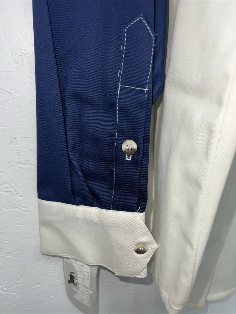 New Mens Navy White Cowboy Threads Button Up Long Sleeve. Medium I-40