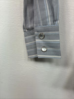 New Kids ELY Cattleman Blue Stripe Long Sleeve Pearl Snap Size 4 YY-62
