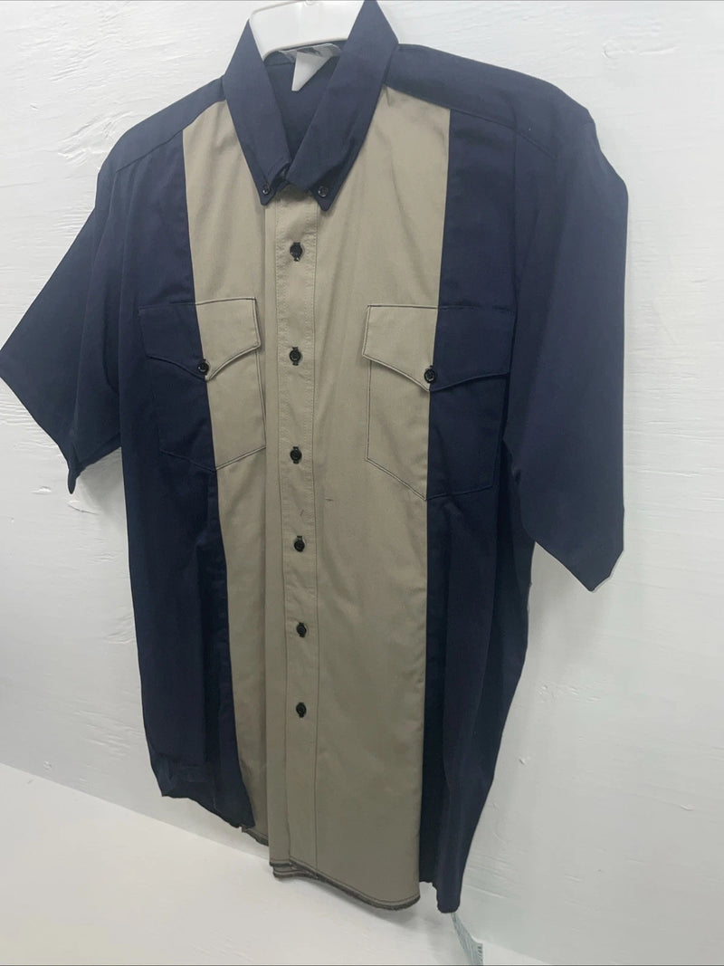 New Men’s Cowboy Threads Tan Purple Short Sleeve Button Up Medium B-105