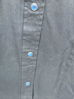 New Women’s Cumberland Black Blue Design Long Sleeve Pearl Snap 3XL II-3
