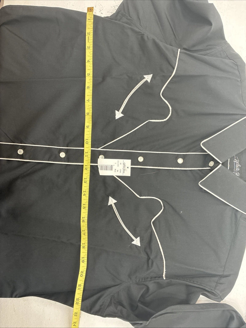 New Women’s White Horse Black Design Long Sleeve Pearl Snap Large LL-112