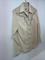 Me Women’s Dickson Jenkins Tan Stripe Long Sleeve Pearl Snap Size 34 KK-28