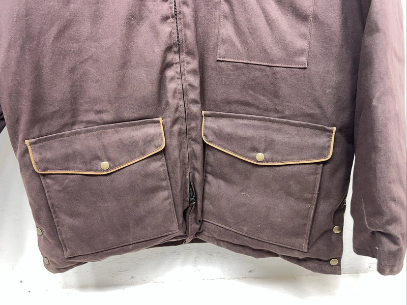 New Men’s Comfy Brown Nylon Winter Jacket XL #05324-501 3C-53
