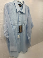 New Men’s Panhandle Slim Blue Stripe Long Sleeve Pearl Snap 2XL H-59