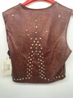 New Women’s Brown Snakeskin 1849 Authentic Ranchwear Cut Off Zip Up Vest S 3B-72