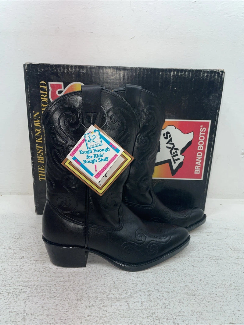 New Kids Black Texas Brand Cowboy Boots. C 2000 13.5 13 1/2 D. 23-78