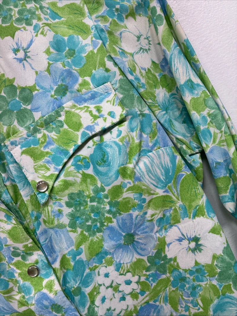 New Kids Rockmount Green Floral Long Sleeve Pearl Snap 8/30 LL-74