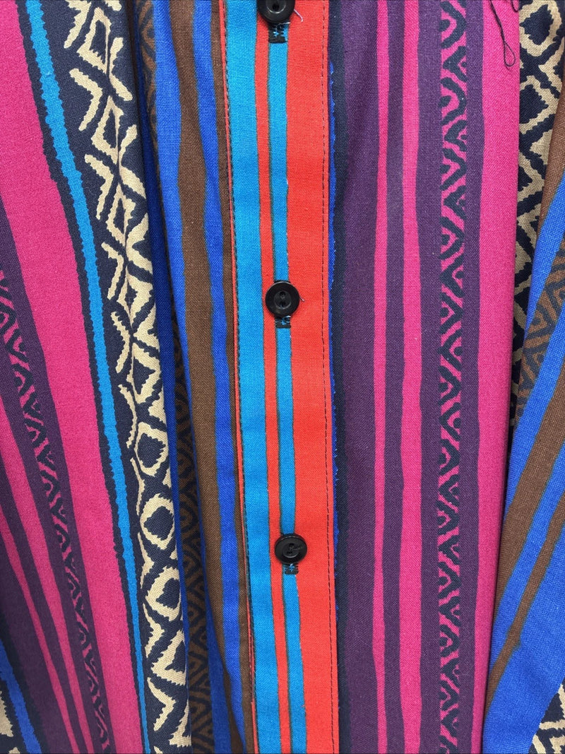 New Women’s H Bar C Multicolor Design Long Sleeve Button Up Size 14 MM-117 
