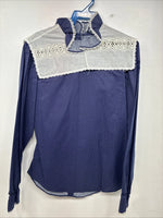 New Women’s Panhandle Slim Blue Design Long Sleeve Button Up Size 30 MM-90