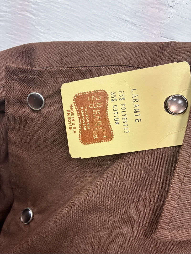New Men’s H Bar C Brown Long Sleeve Square First Pearl Snap Medium M-60
