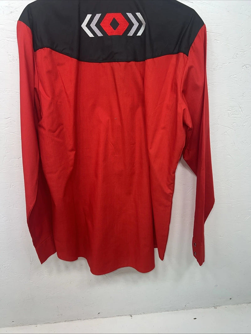 New Women’s Country Charmers Red Black Long Sleeve Button Up Shirt Large 3B-78