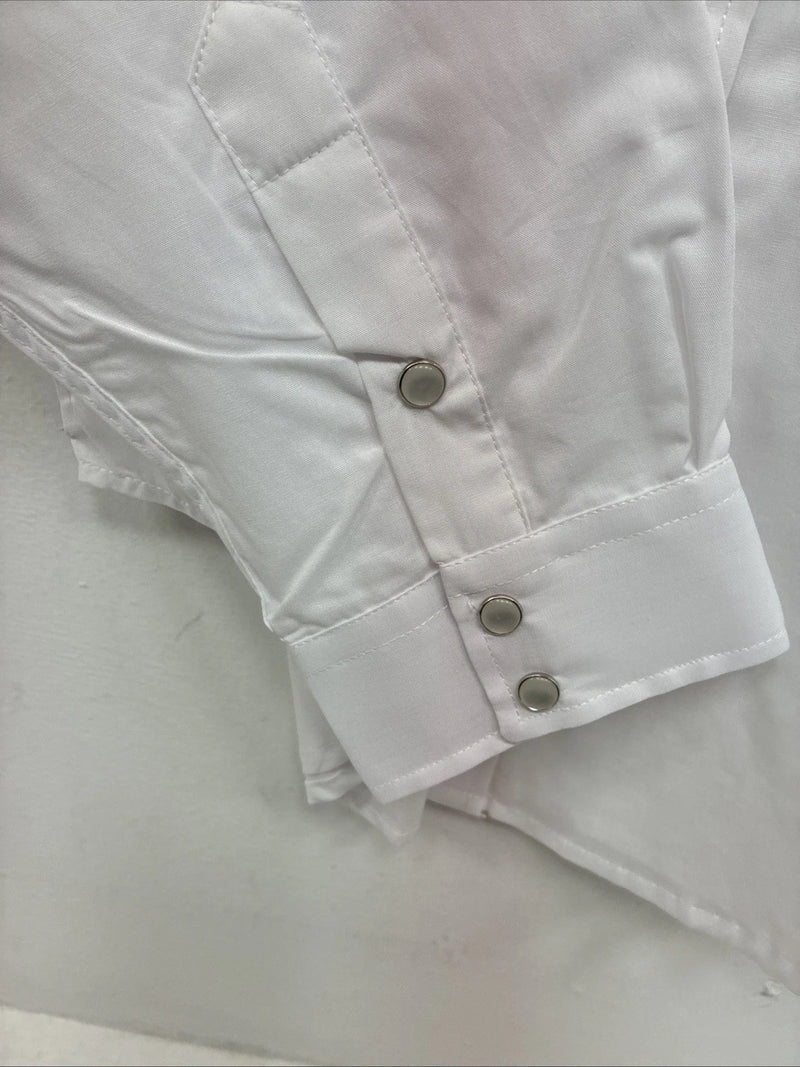 New Women’s White Horse White Long Sleeve Pearl Snap Large KK-74
