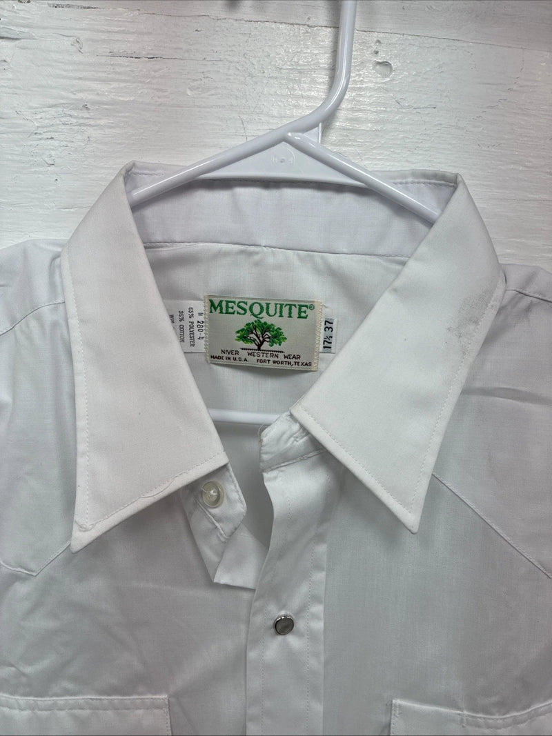 New Men’s Mesquite Western White Long Sleeve Pearl Snap 17.5 X 37 XL R-83