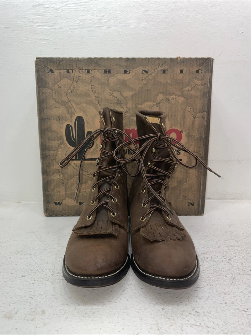 New Men’s Brown Lace Up Laredo Cowboy Boots. 1225 9 D. 4-53t