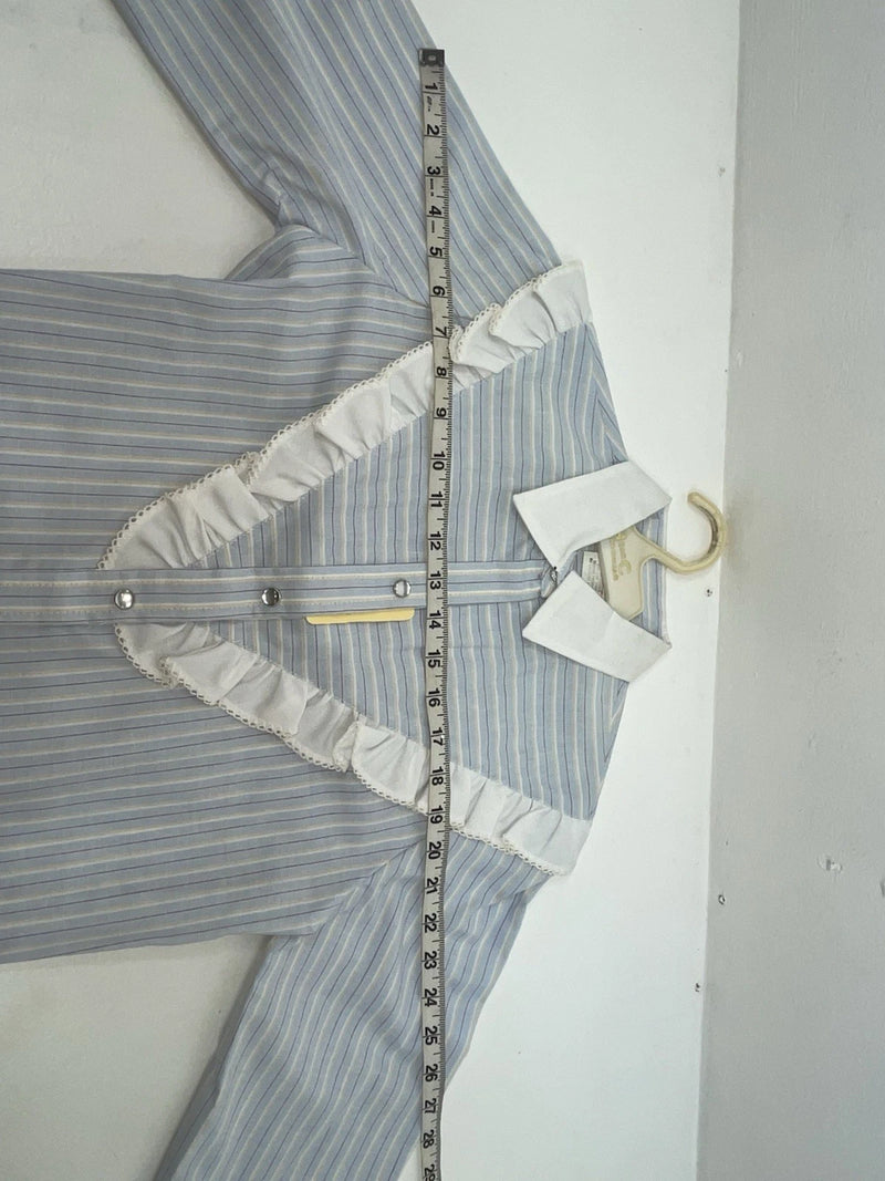 New Women’s Blue Striped H Bar C Long Sleeve Button Up Shirt #20119 3B-33