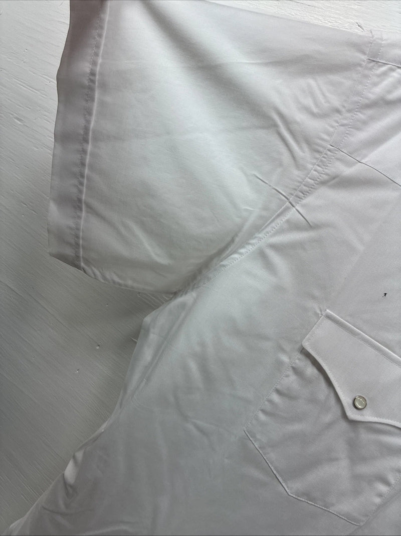 New Men’s White Horse White Short Sleeve Pearl Snap 4XL E-101