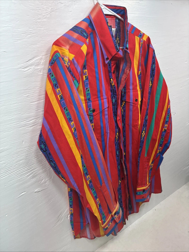 New Men’s Wrangler Multicolor Long Sleeve Button Up 17 XL DD-4