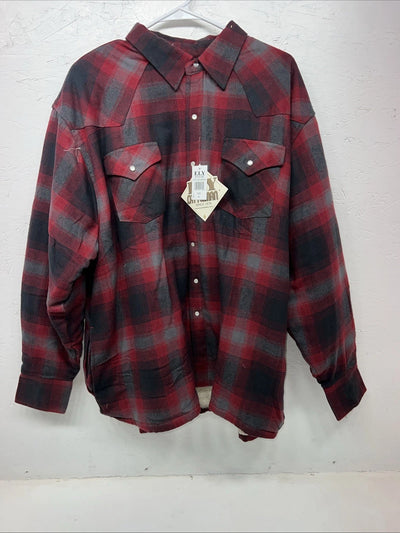 New Men’s ELY Cattleman Red Plaid Wool Jacket XL JJ-600