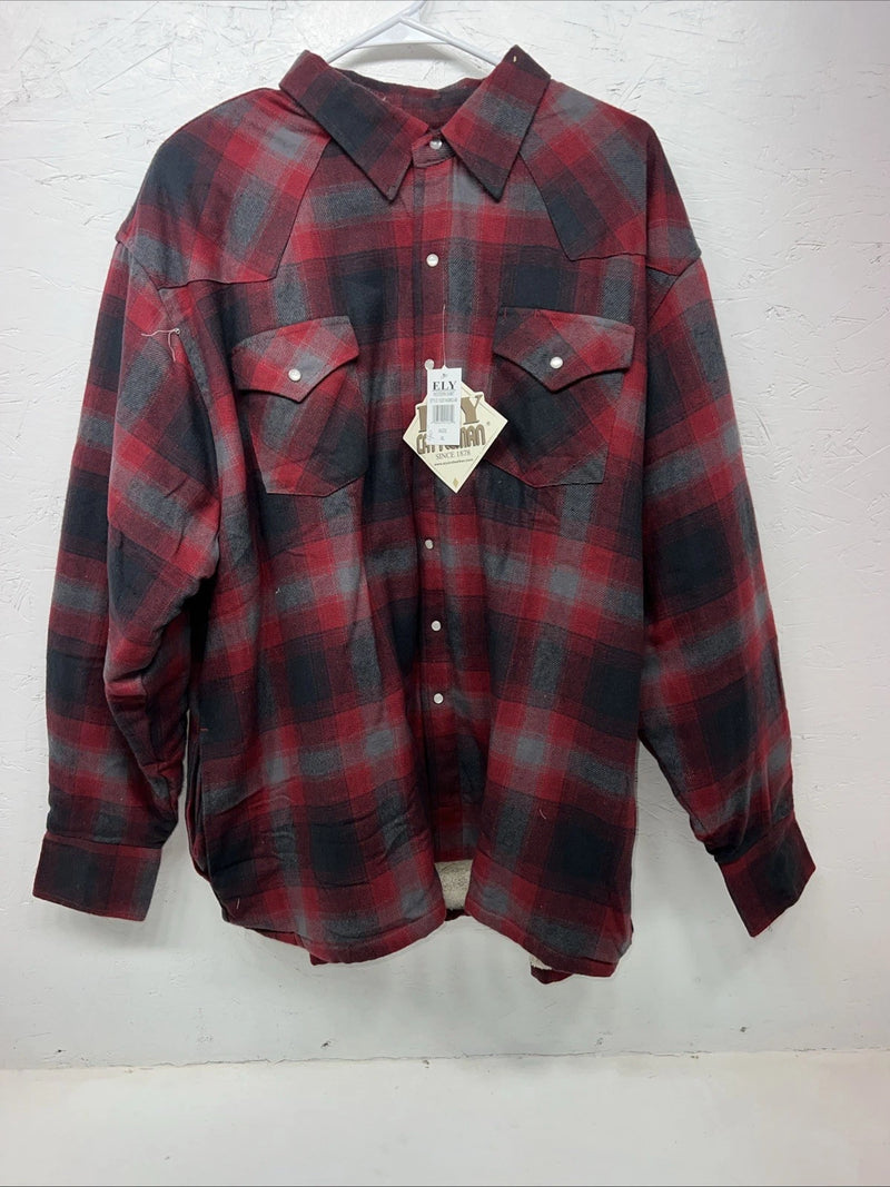 New Men’s ELY Cattleman Red Plaid Wool Jacket XL JJ-600