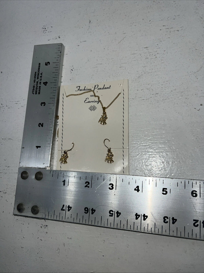 New Womens Fashion Pendant Gold Earrings And Chain Necklace. 63 B-4