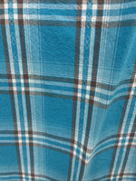 New Men’s ELY 1878 Blue Plaid Short Sleeve Pearl Snap Large X-32