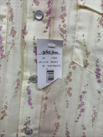New Kids White Horse Floral Long Sleeve Pearl Snap Medium MM-5