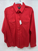 New Men’s White Horse Western Red Long Sleeve Pearl Snap XL V-12