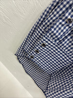 New Men’s Dickson Jenkins Blue Checkered Long Sleeve Pearl Snap 15.5 Medium K-65