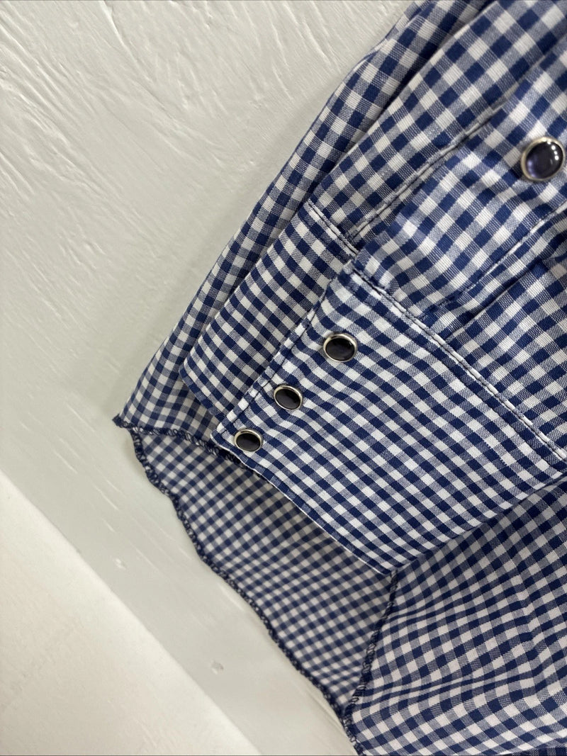 New Men’s Dickson Jenkins Blue Checkered Long Sleeve Pearl Snap 15.5 Medium K-65