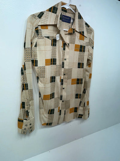 New Women’s Green Orange Panhandle Slim Long Sleeve Button Up Shirt #3165 3B-31