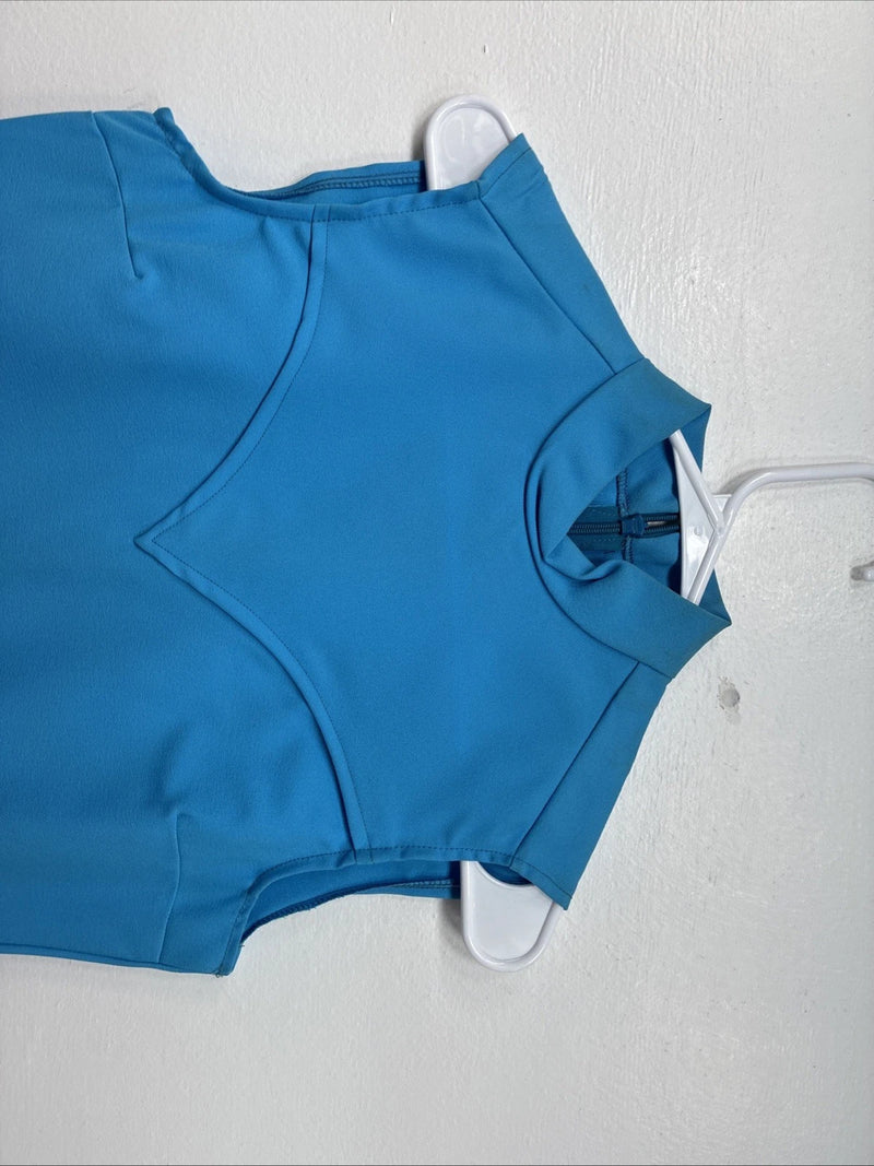 New Women’s Lady DJ Blue Sleeveless Half Zip Size 32 TT-88