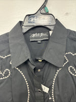 New Women’s White Horse Black Design Long Sleeve Pearl Snap XL II-43