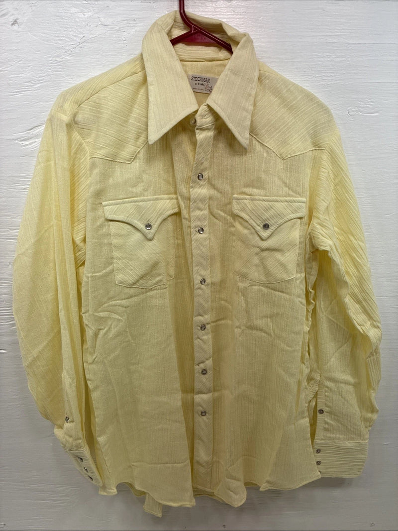 New Men’s Stockman Yellow Long Sleeve Pearl Snap 16 X 34 Large CC-18