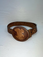 New Brown Genuine Leather Eagle Tooled 34” Belt #WS641 Z-139