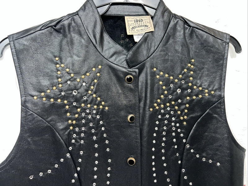 New Women’s 1849 Authentic Ranchwear Black Star Western Show Vest Large L-602