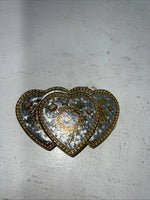 New Women’s Double S 3 Heart Gold Belt Buckle. 37043 A-104