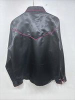 New Women’s Cumberland Black Floral Long Sleeve Pearl Snap Large KK-88