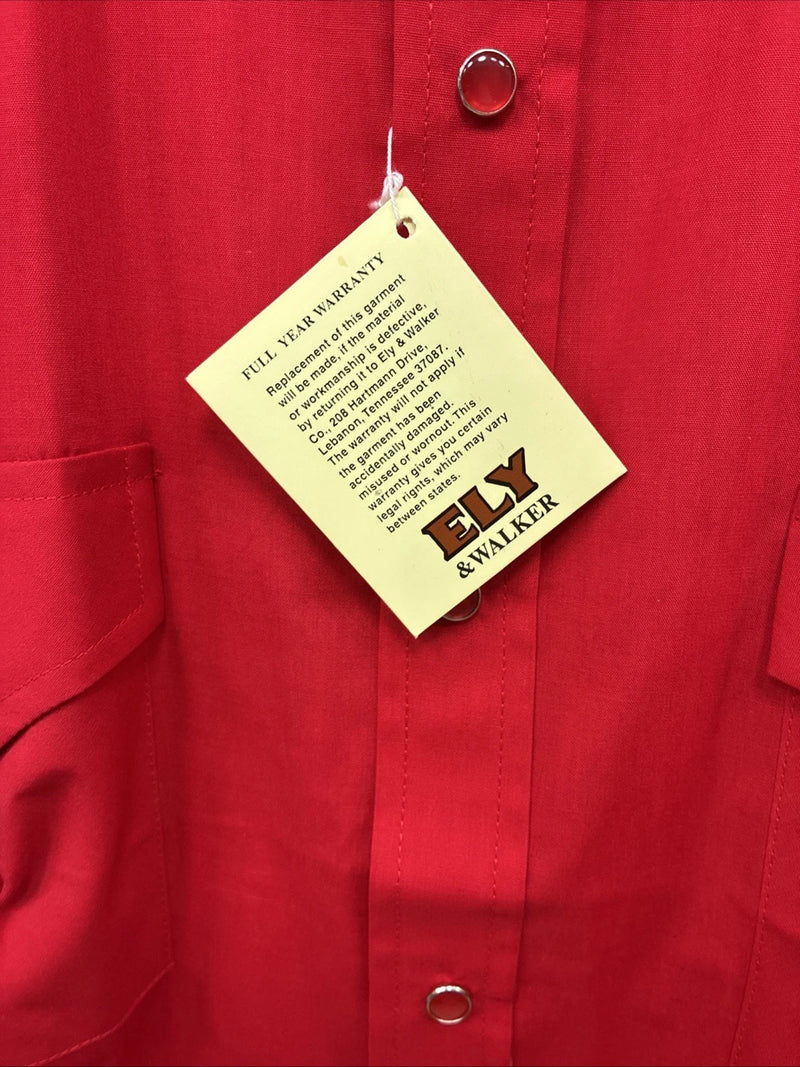 New Men’s ELY Cattleman Red Short Sleeve Pearl Snap 16.5 Large CC-2