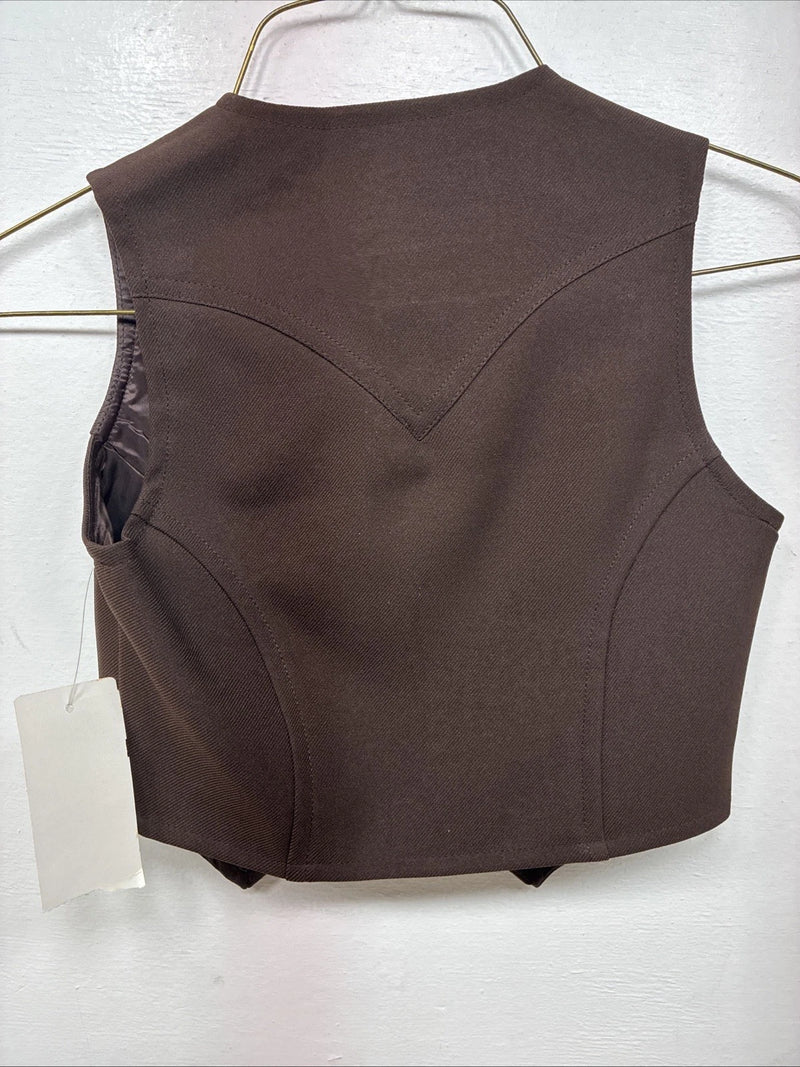 New Women’s Dickson Jenkins Brown Button Up Vest Size 6 TT-116