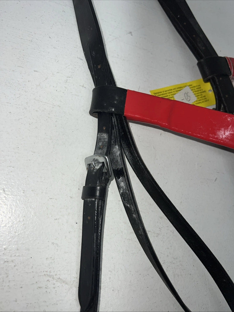 New Silver Fox Black Red Draft Bridle #20-05607-5-0 BB-9