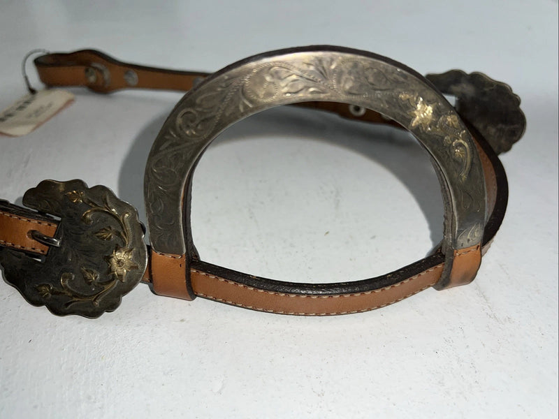 New Circle Y One Ear Leather Metal Plate Headstall #287-7107 U-37