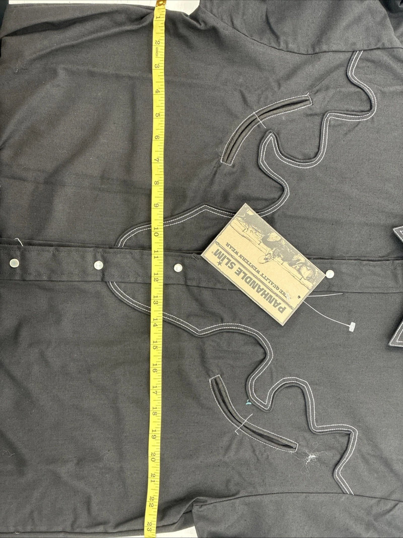 New Men’s Panhandle Slim Black Western Long Sleeve Pearl Snap Large 16.5 AA-4