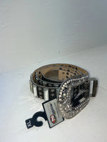 New Black Genuine Leather Nocona Silver Bling XL Belt #N3489201 NN-118