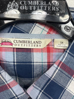 New Women’s Cumberland Blue Plaid Long Sleeve Pearl Snap 3XL GG-57