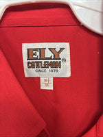 New Men’s ELY Cattleman Red Western Long Sleeve Pearl Snap 16.5 X 35 Large T-63