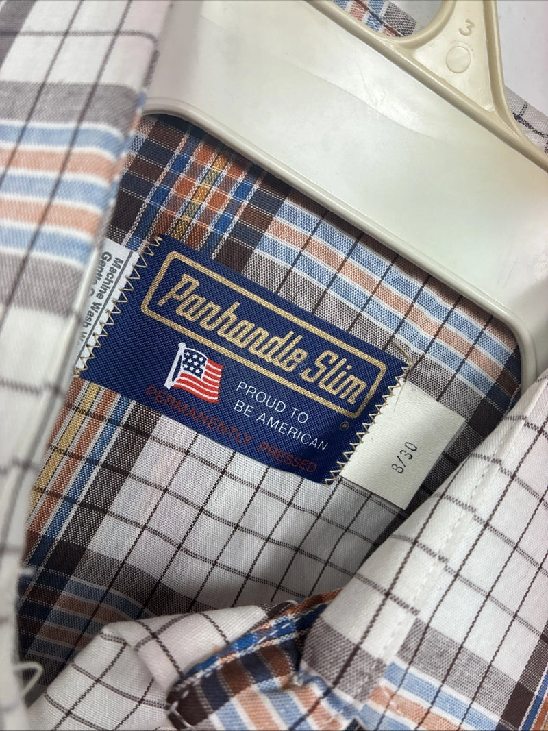 New Women’s Panhandle Slim Brown Plaid Long Sleeve Pearl Snap 8/30 GG-6