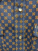New Men’s Stockman Navy Blue Designed Long Sleeve Pearl Snap 15 Medium H-71