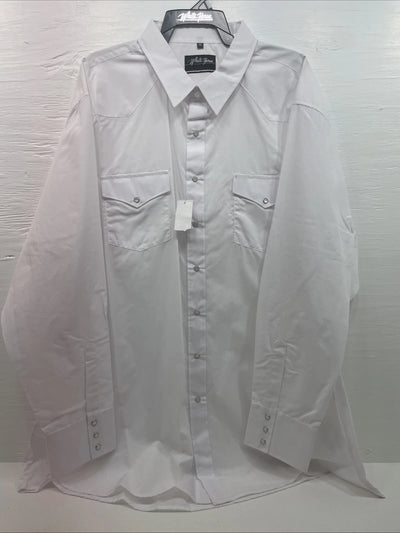 New Men’s White Horse White Long Sleeve Pearl Snap 3XL E-17