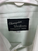 New Men’s Champion Western Mint Green Long Sleeve Pearl Snap 15 Medium M-62